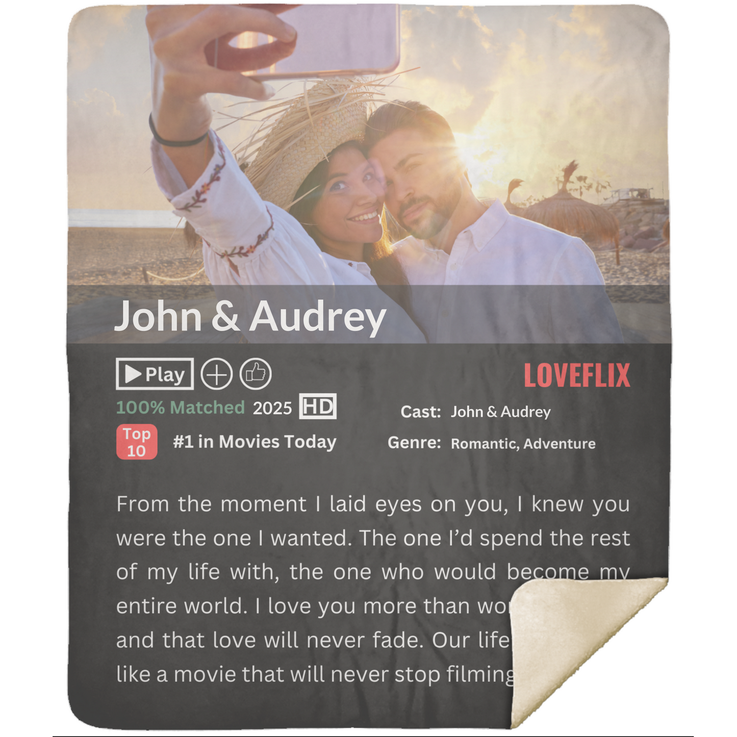 Personalized Loveflix Sherpa Blanket