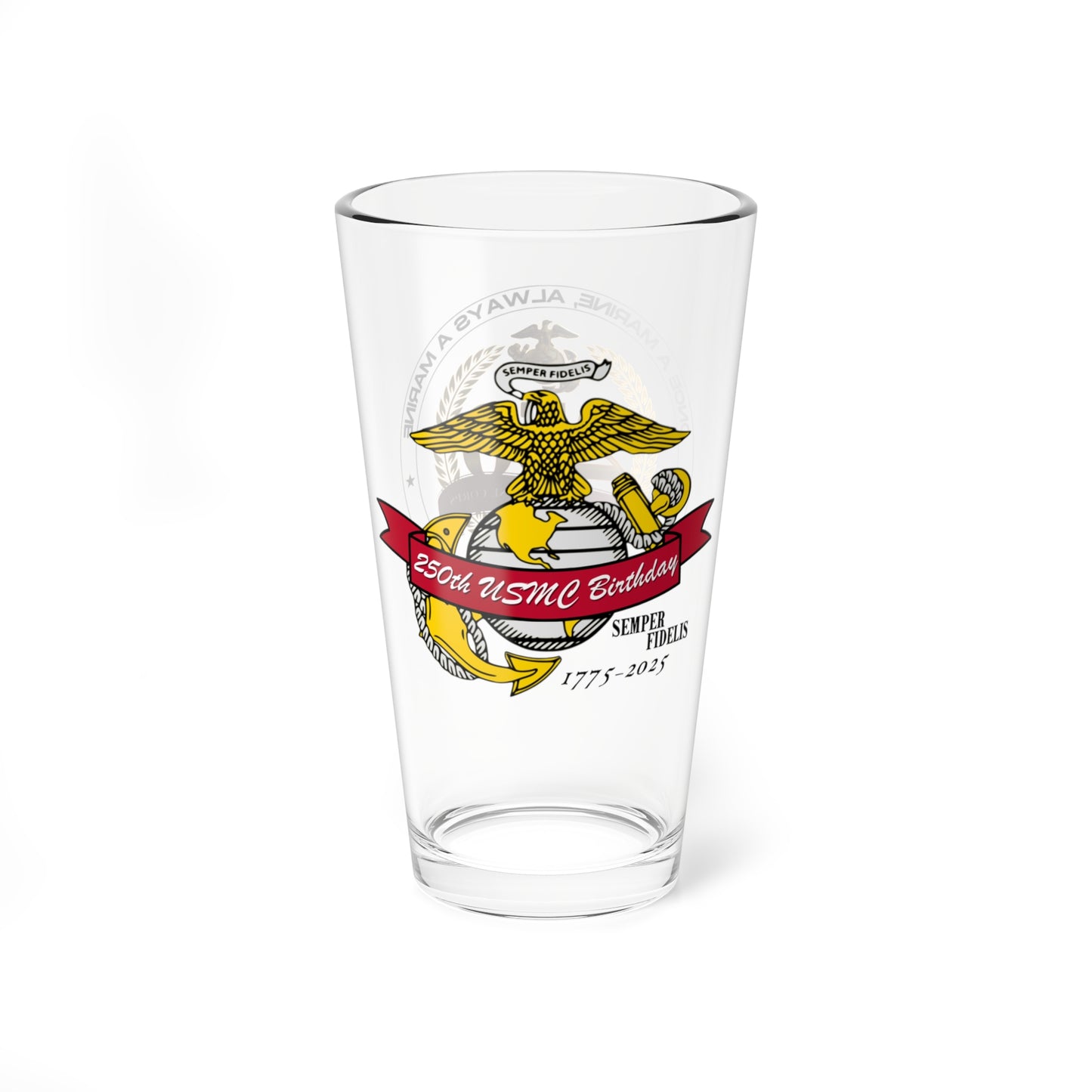 250th USMC Birthday Glass, 16oz