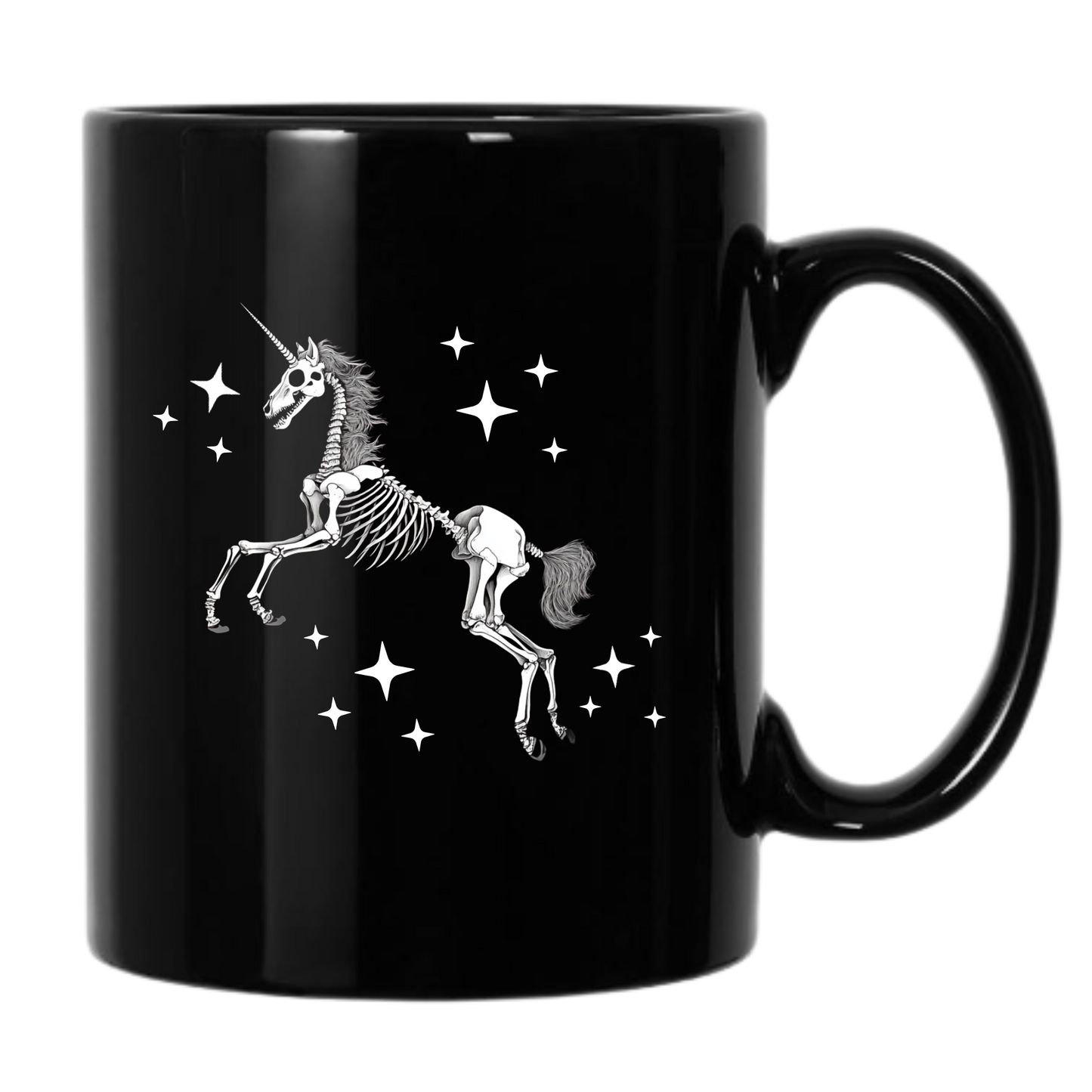 Unicorn Skeleton Spirit Animal Black Mug