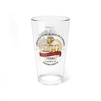 250th USMC Birthday Glass, 16oz