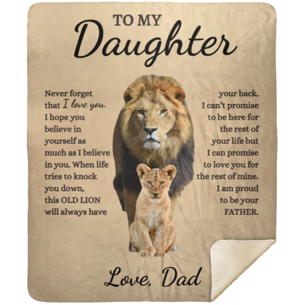 To My Daughter Lion | Premium Sherpa Blanket