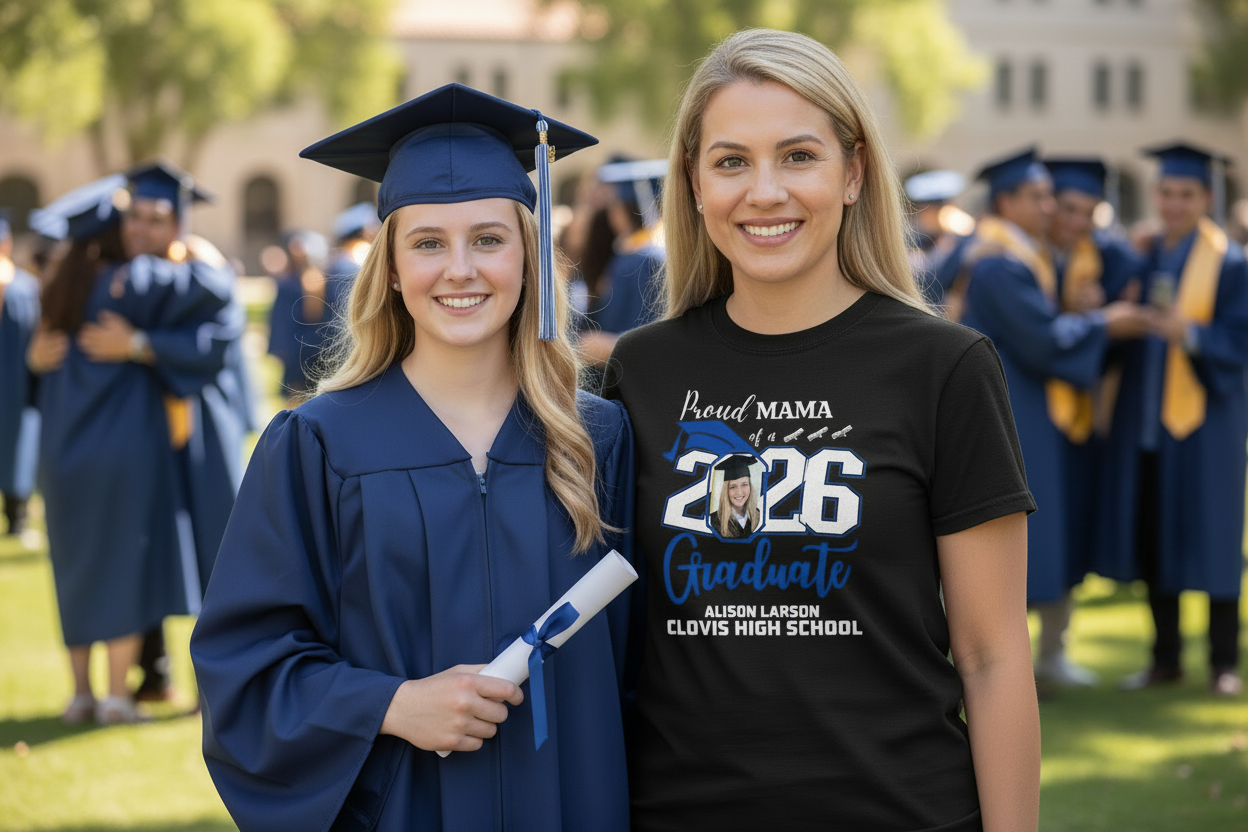 Personalized Graduation Shirt for Grad & Proud Family | Custom Name, School & Photo