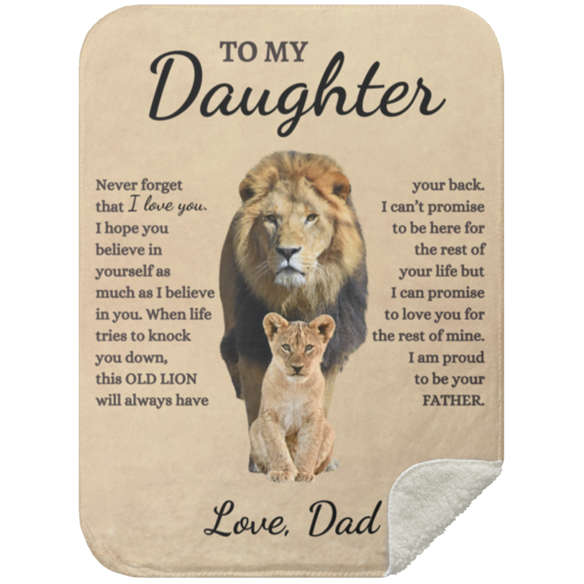 To My Daughter Lion | Premium Sherpa Blanket