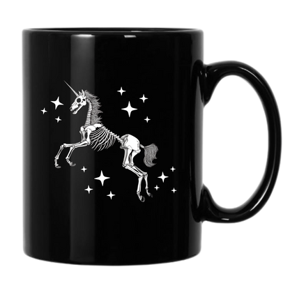 Unicorn Skeleton Spirit Animal Black Mug