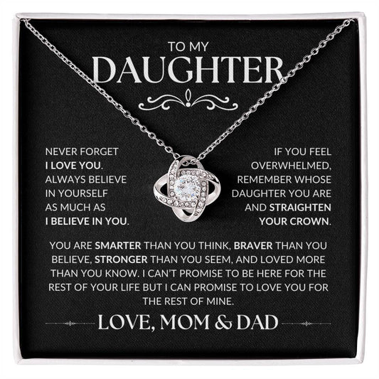 To My Daughter, Love Mom & Dad |  Love Knot Necklace