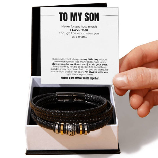 To My Son | Mother & Son Forever Linked Together Bracelet | Christmas Gift