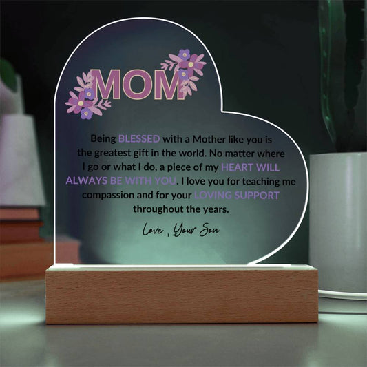 Gift for Mom | Heart Acrylic with Base | Mother's Day