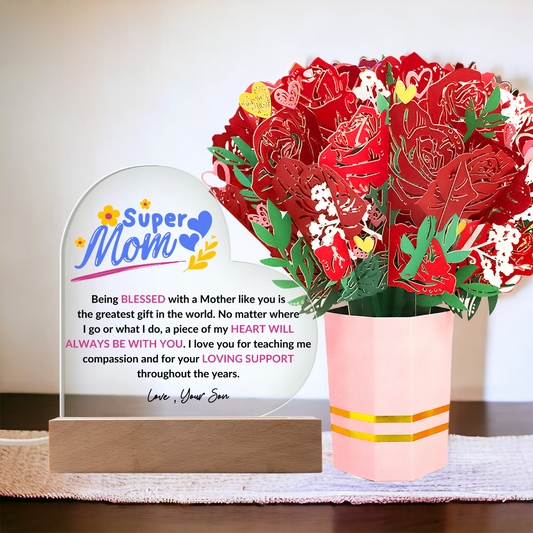 Super Mom | Heart Acrylic with Base | Mother's Day